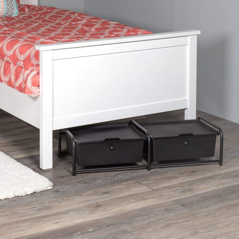Richards Homewares Metal Frame Underbed Storage with Lids, 32.75â€L x 12.2â€D x 7.9â€H, Requires at Least 8â€H Clearance from Floor to Bed Frame, Black, 2-Drawer - Image 5